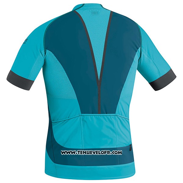 2017 Maillot Ciclismo Gore Bike Wear Power Alp-x pro Bleu Manches Courtes et Cuissard